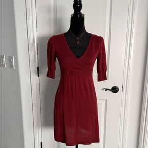 Frenchi Maroon V-Neck Dress
